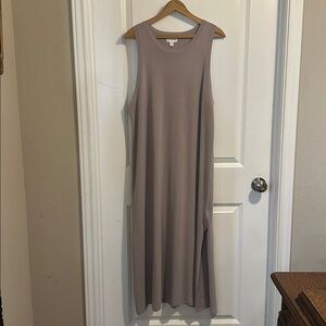 The Drop Sleeveless Sweater Dress in Taupe